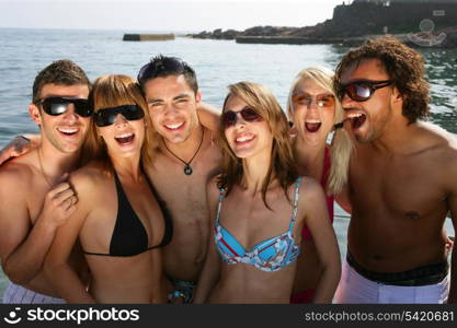 Group of friends at the beach