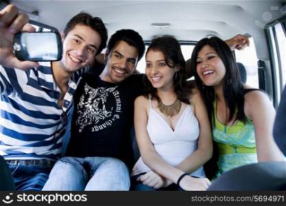 Group of friends in a car