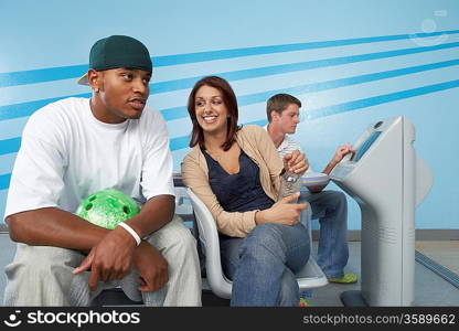 Group of Friends in Bowling Alley