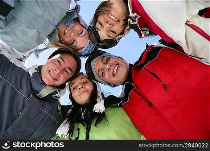 Group of friends on a skiing holiday