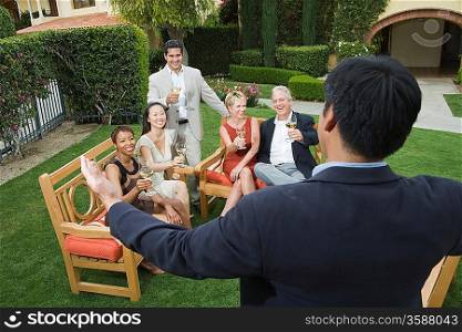 Group of friends relaxing outdoors