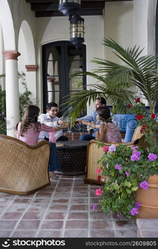 Group of friends socializing outdoors