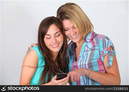 Group of friends with mobile phone