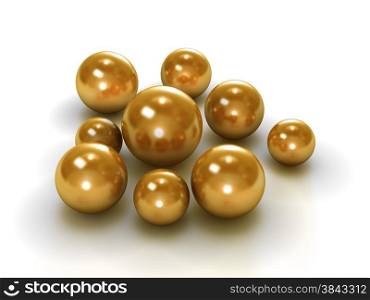 Group of gold pearls with clipping path