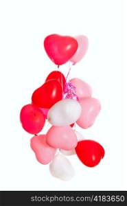 Group of heart shaped balloons isolated on white background