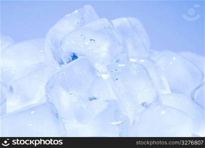 group of ice cube in blue background