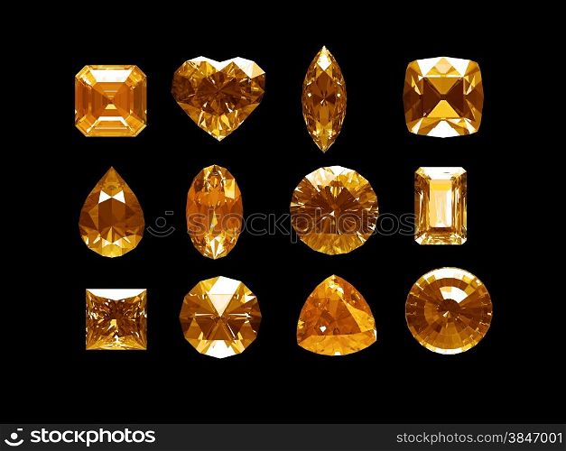 Group of imperial topaz with clipping path