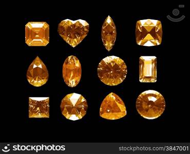 Group of imperial topaz with clipping path