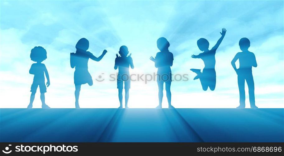 Group of Kids Having Fun as a Abstract Background. Group of Kids