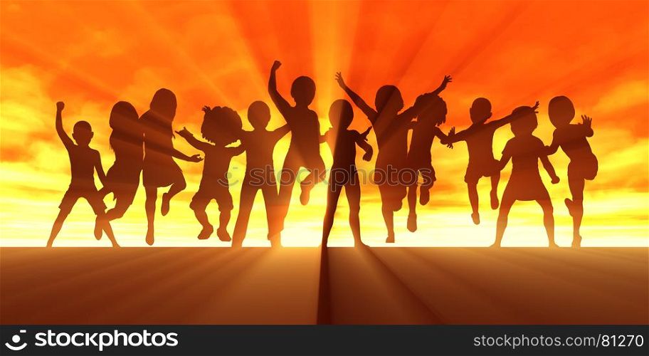 Group of Kids Having Fun as a Abstract Background. Group of Kids