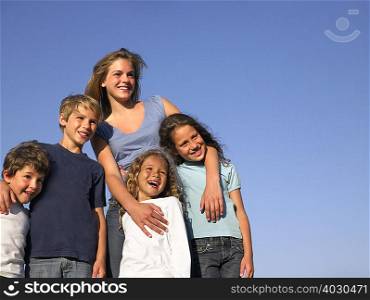 Group of kids looking at the horizon