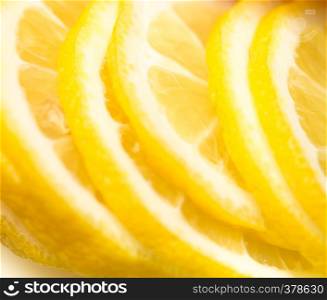 group of lemon slices close up background