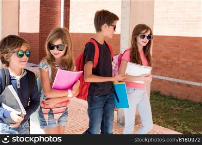 Group of little kids walking at School Campus