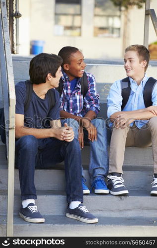 Group Of Male Teenage Pupils Outside Classroom