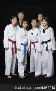 Group of martial arts player standing and smiling