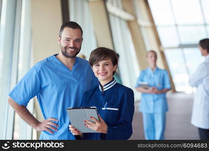 group of medical staff at hospital, doctors team standing together