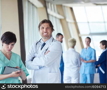 group of medical staff at hospital, doctors team standing together