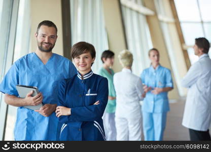 group of medical staff at hospital, doctors team standing together