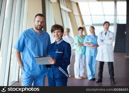 group of medical staff at hospital, doctors team standing together