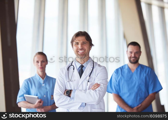 group of medical staff at hospital, doctors team standing together