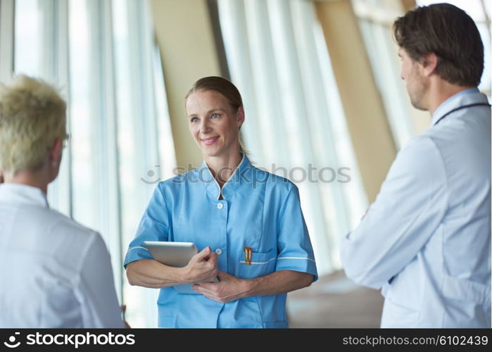 group of medical staff at hospital, doctors team standing together