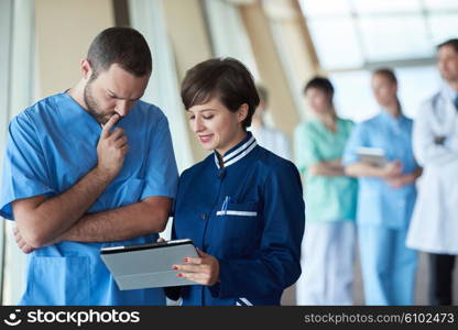 group of medical staff at hospital, doctors team standing together