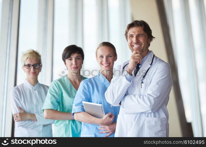 group of medical staff at hospital, doctors team standing together