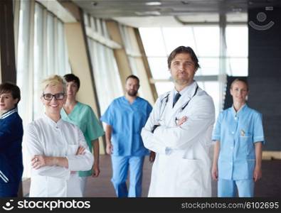 group of medical staff at hospital, doctors team standing together