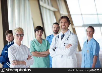group of medical staff at hospital, doctors team standing together