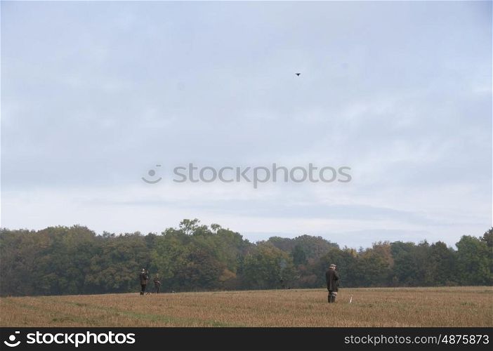 Group Of Men On A Driven Game Shoot
