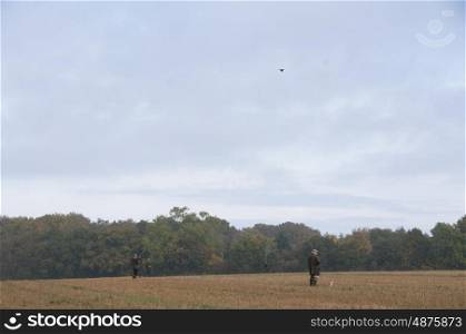 Group Of Men On A Driven Game Shoot
