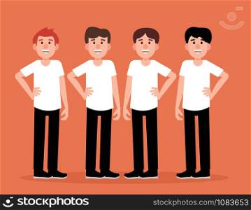 Group of men people a happy. Concept men smile vector illustration. Character flat style.