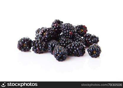 group of organic blackberries isolated on white background