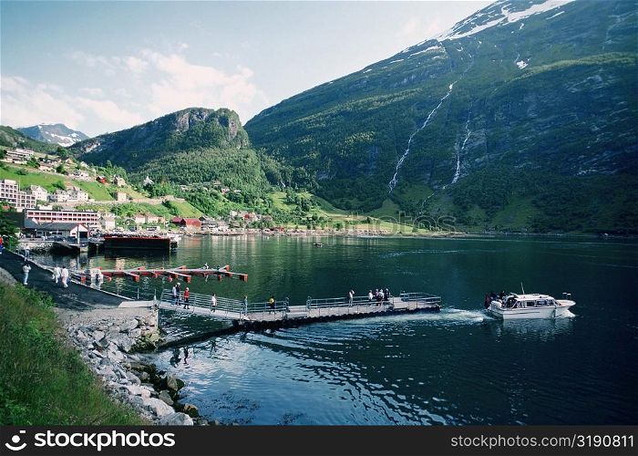 Group of people at a pier, Geiranger, Norway