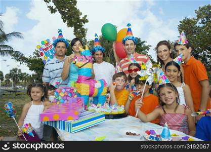 Group of people celebrating a birthday party