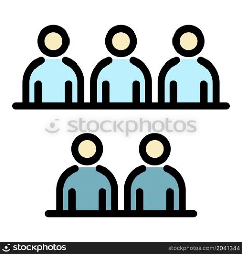 Group of people icon. Outline group of people vector icon color flat isolated. Group of people icon color outline vector