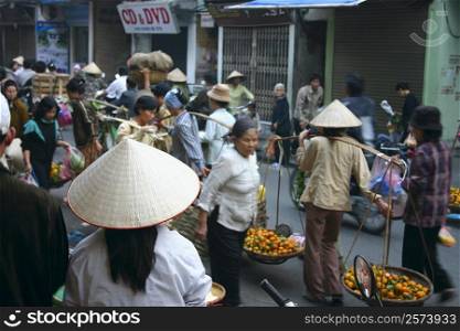 Group of people in a market, Hanoi, Vietnam