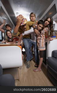 Group of people in a motor home