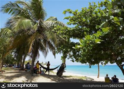 Group of people on the beach, San Juan, Puerto Rico