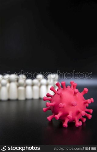 group of people standing against bacteria, virus covid-19, Social distancing black background copy space space for text. group of people standing against bacteria, virus covid-19, Social distancing black background copy space