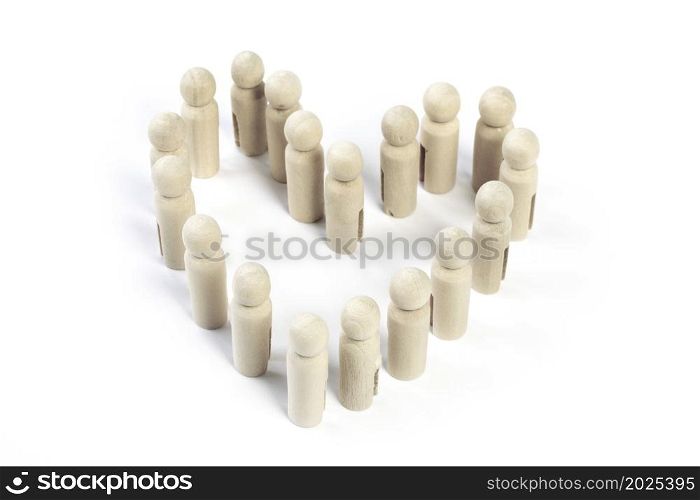 Group of people standing together in heart shape isolated on white background, Family, business, love human concept top view copy space. Group of people standing together in heart shape isolated on white background, Family, business, love human concept top view