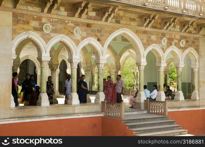 Group of people standing under an archway, Government Central Museum, Jaipur, Rajasthan, India