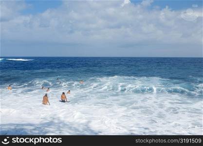 Group of people swimming in the sea, Big Island, Hawaii Islands, USA