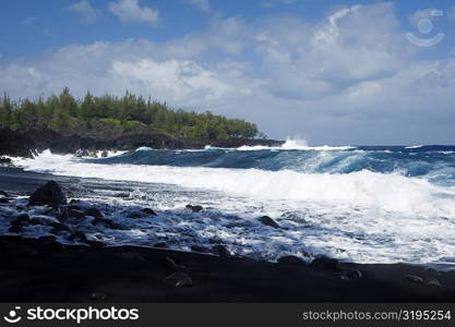 Group of people swimming in the sea, Kehena Beach, Big Island, Hawaii Islands, USA