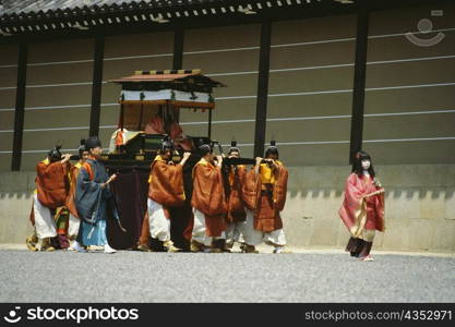 Group of people walking in a procession, Hollyhock festival, Kyoto Prefecture, Japan