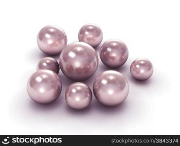 Group of pink pearls with clipping path