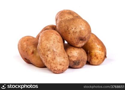 Group of potatoes isolated on a white background