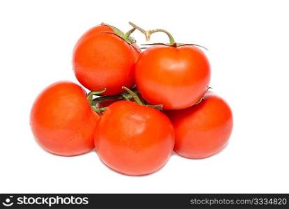 Group of red tomatoes isolated on white