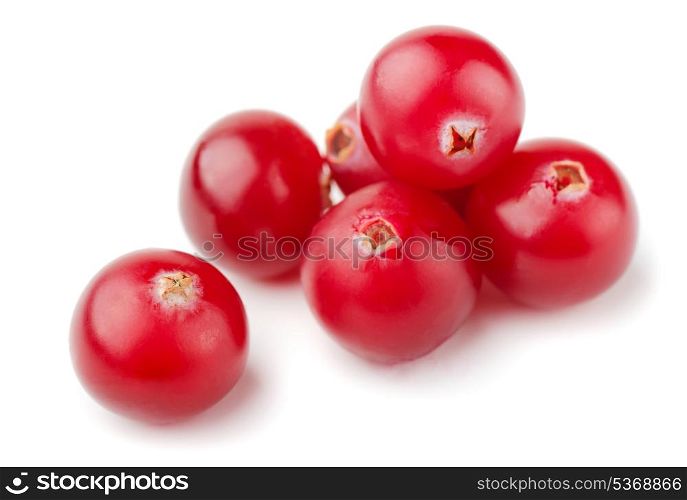 Group of resh cranberries isolated on white