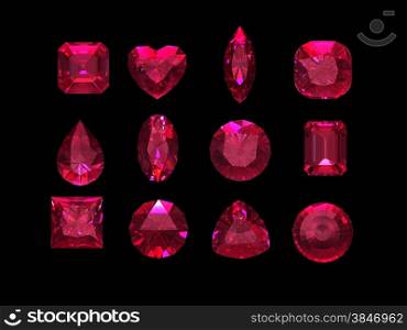 Group of ruby shape with clipping path